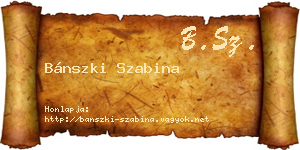 Bánszki Szabina névjegykártya